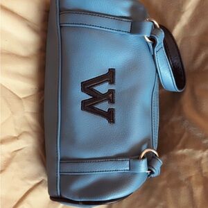 Blue Women's Shoulder Bag with Black Logo
